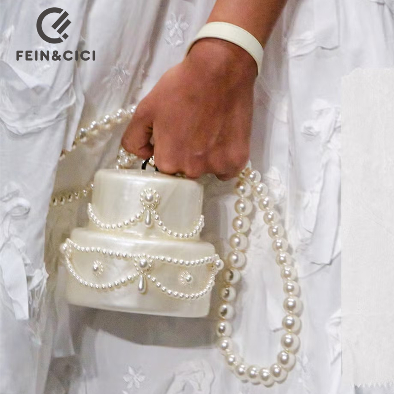 Clutch Bag Evening - Cake shape clutch bag acrylic pearl
