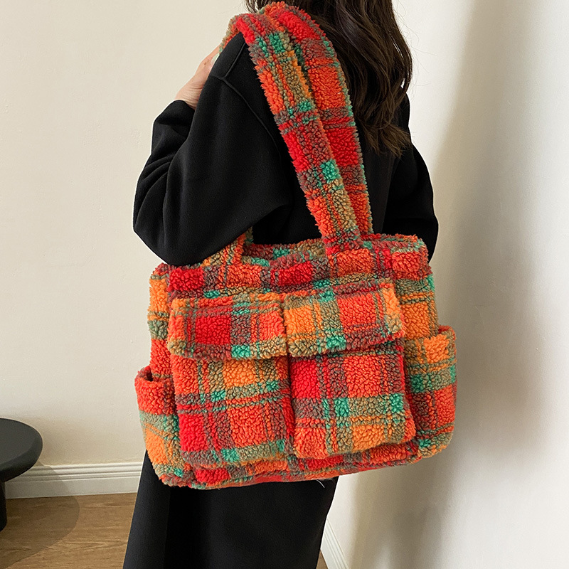 Lamb Fleece tote bags for wome - Women Handheld Bags 评论和价格