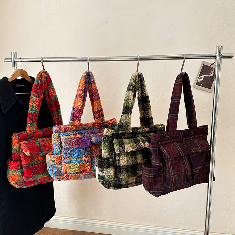 Lamb Fleece tote bags for wome - Women Handheld Bags 评论和价格