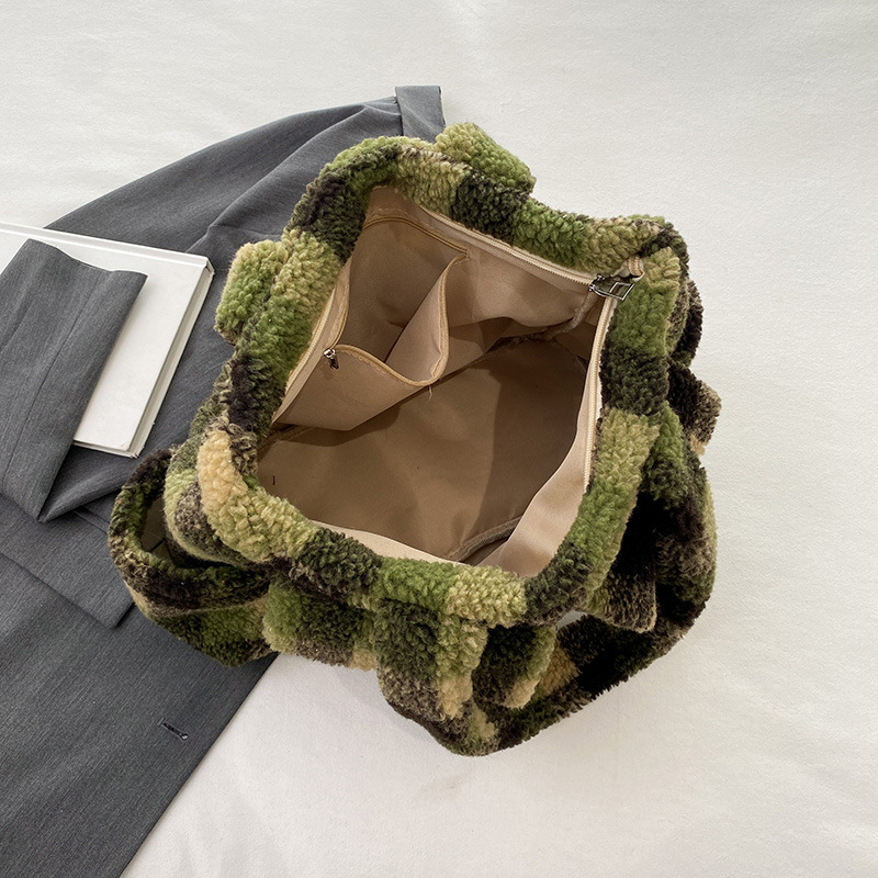 Lamb Fleece tote bags for wome - Women Handheld Bags 评论和价格