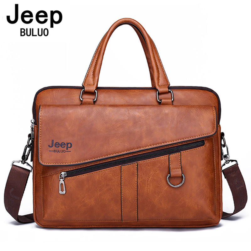 JEEP BULUO Men Briefcase Split - Doctor Bag Leather 评论和价格
