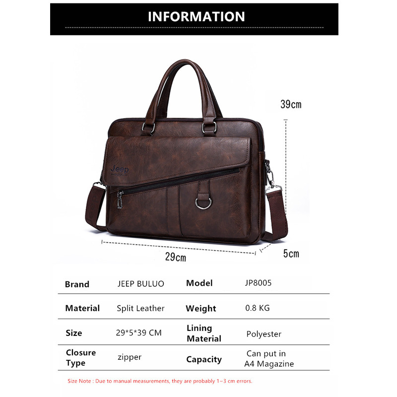 JEEP BULUO Men Briefcase Split - Doctor Bag Leather 评论和价格