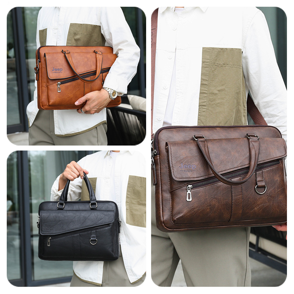JEEP BULUO Men Briefcase Split - Doctor Bag Leather 评论和价格