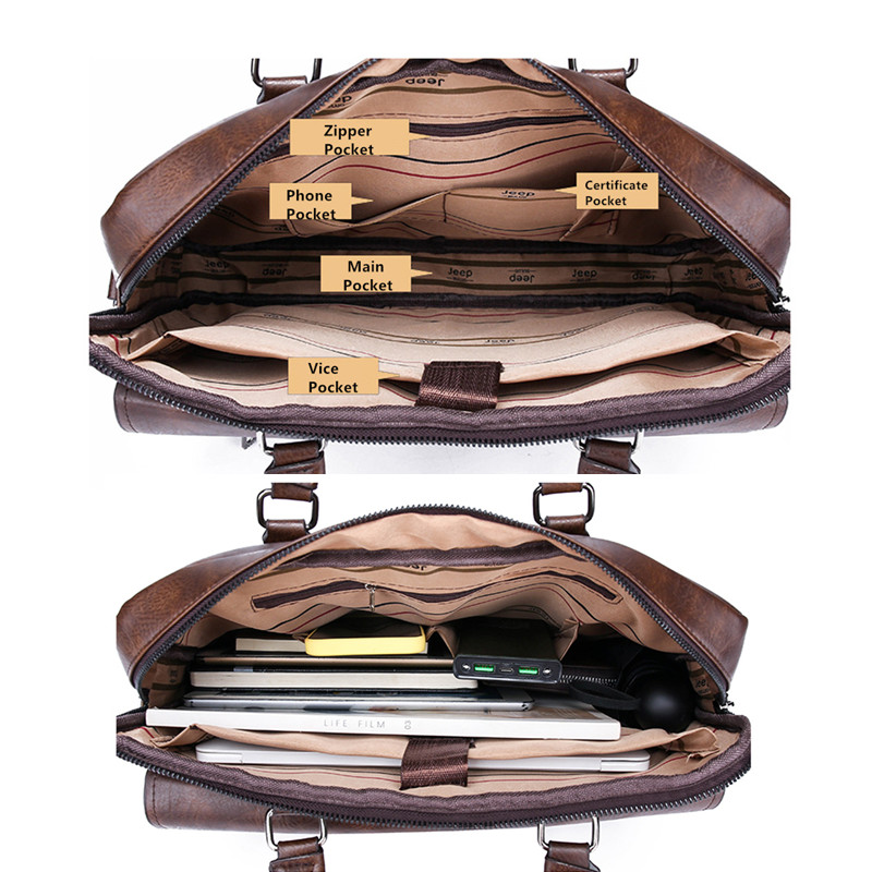 JEEP BULUO Men Briefcase Split - Doctor Bag Leather 评论和价格