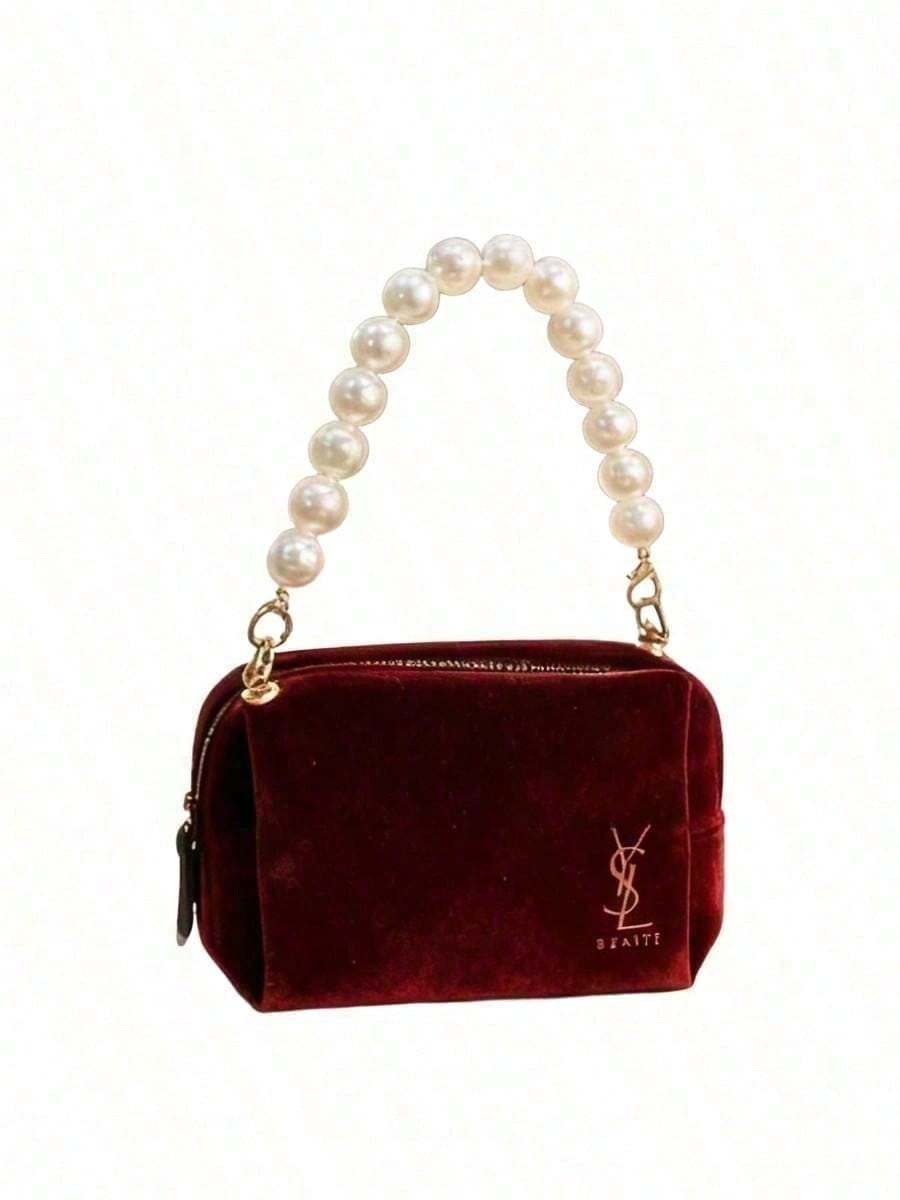 YSL Wine‑Red Velvet Cosmetic B - Women'S Ysl Bags Tote 评论和价格