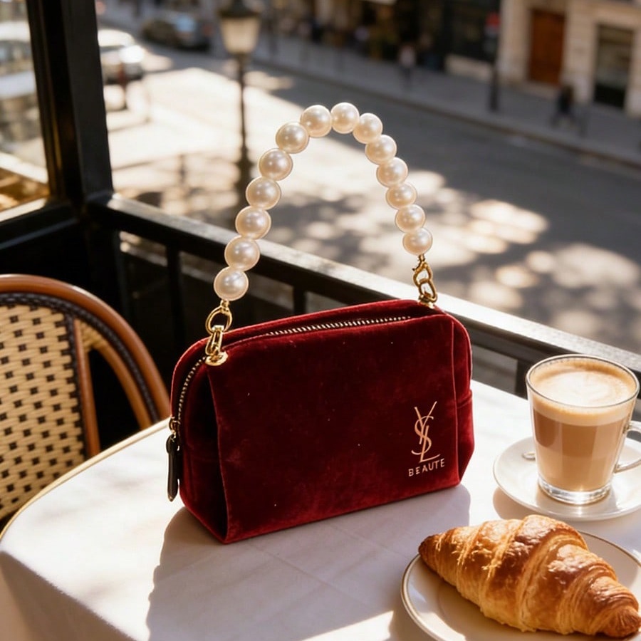 YSL Wine‑Red Velvet Cosmetic B - Women'S Ysl Bags Tote 评论和价格