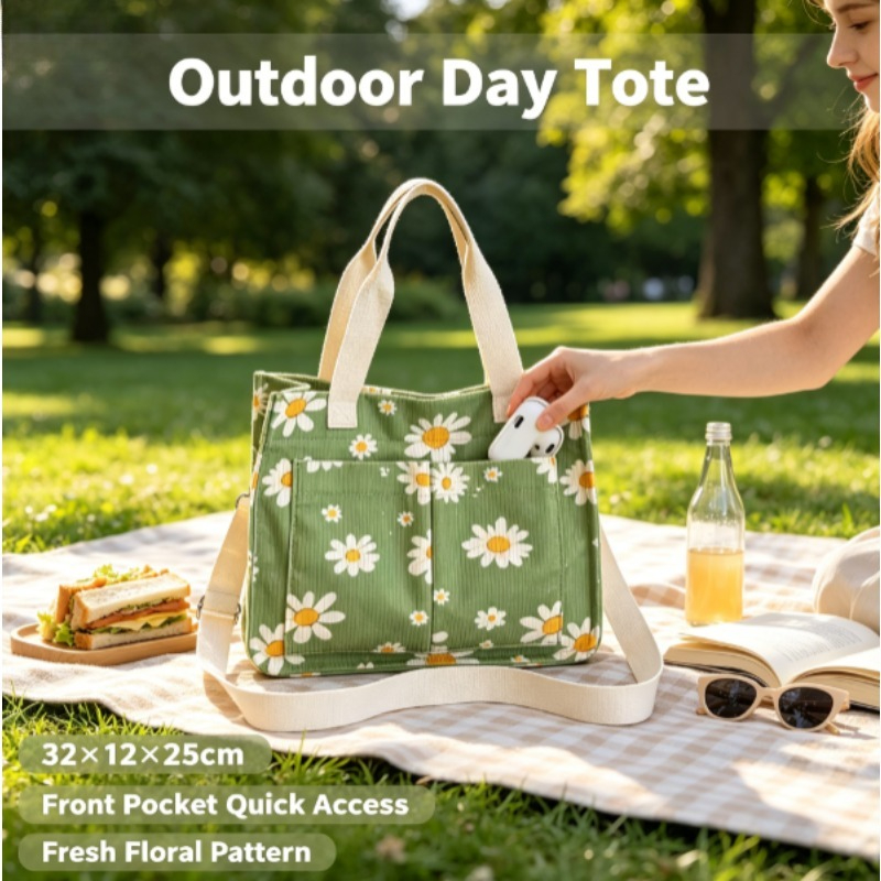 Fashion Corduroy Eco Bag, Larg - Women Handheld Bags 评论和价格