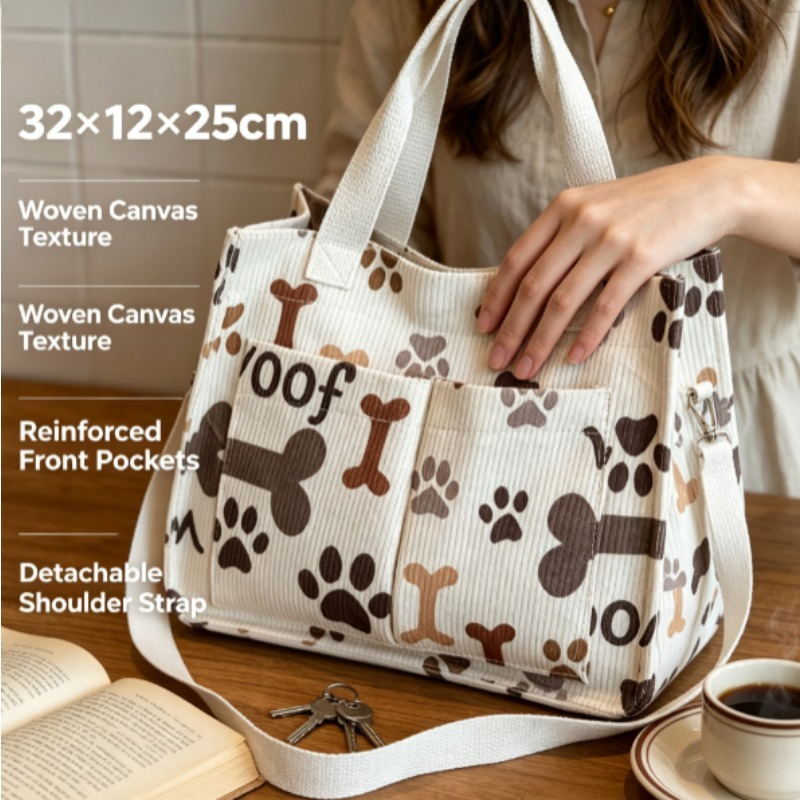Fashion Corduroy Eco Bag, Larg - Women Handheld Bags 评论和价格